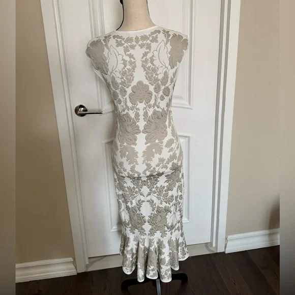 Floral Beige and White Alexander McQueen Women Dress, size L - Picture 3 of 7